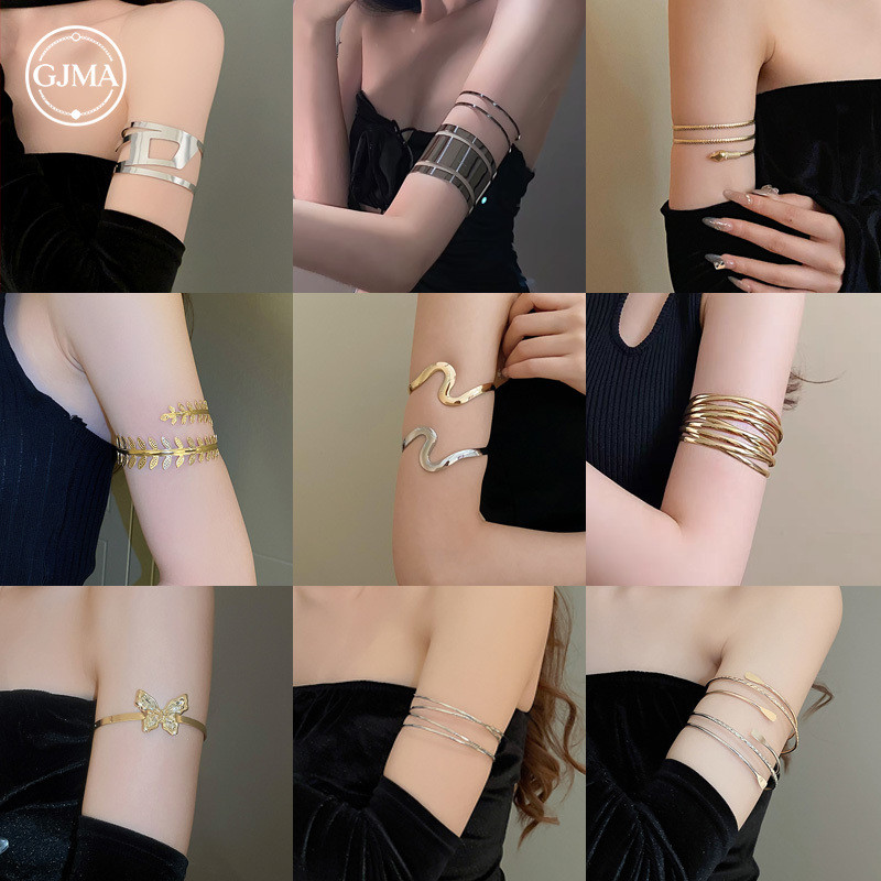กำไลแขนดีไซน์เรขาคณิตโลหะเทรนดี้มีเอกลักษณ์ใส่ได้ทุกวันแม้หน้าร้อนเครื่องประดับสาวเท่