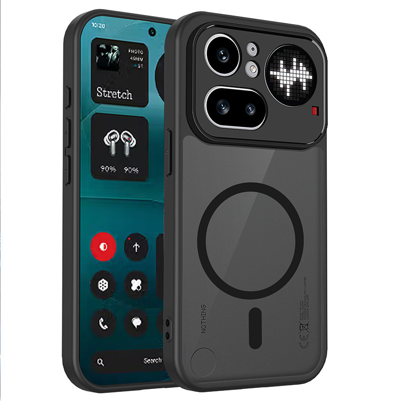 สีดําแม่เหล็กเคสโทรศัพท์สําหรับไม่มีอะไรโทรศัพท์ 4A 3A Pro Lite โทรศัพท์ 3 2 Pro 2a Plus Frosted สี่มุมถุงลมนิรภัย Anti Drop แขนป้องกัน A012