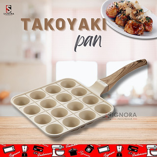 Signora Takoyaki Pan 16 Lubang Anti Lengket Granite Pan Cetakan Takoyaki Egg Pan Multifungsi