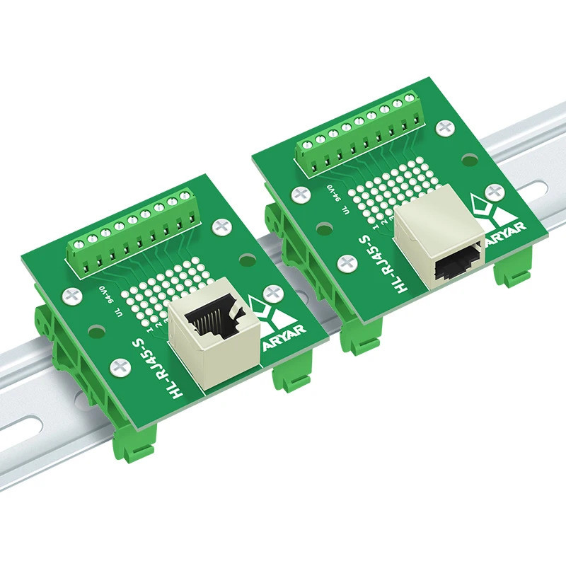 RJ45 แนวนอนและแนวตั้งหญิง Breakout Board RJ-45 Splitter RJ45 อะแดปเตอร์ Din Rail ติดตั้ง