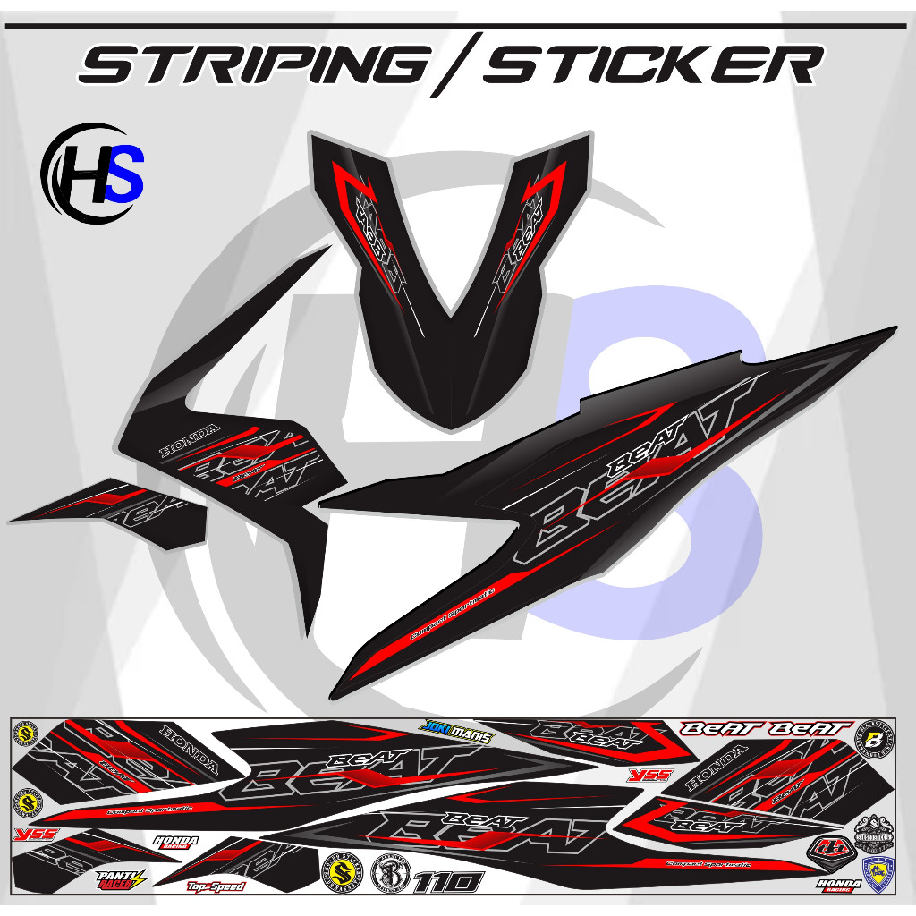 HONDA BEAT DELUXE MOTORCYCLE STRIPING STICKER, LATEST STYLE VARIATION H2