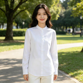 เสื้อเชิ้ตผู้หญิงแขนยาว รุ่นใหม่ เสื้อทำงานผู้หญิง เสื้อออฟฟิศ ทรงเข้ารูป สุภาพ ดูดี สไตล์เกาหลี