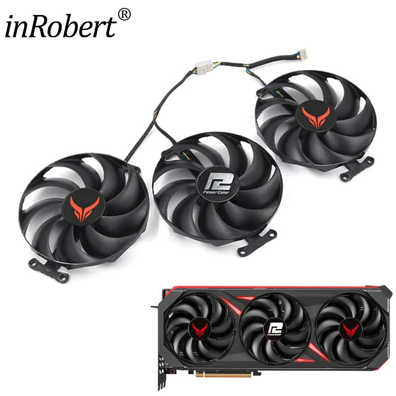 IVideo 98 มม.เปลี่ยนพัดลมสําหรับ Powercolor RX 7700XT 7800XT 7900XT 7900XTX 7900GRE สีแดง Devil T129