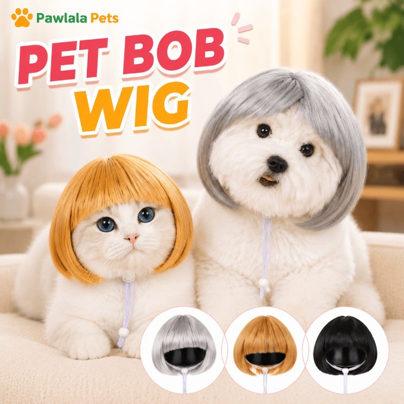 สัตว์เลี้ยง Bob วิกผมแมวสุนัข Headpiece Fringe ทรงผมคอสเพลย์เครื่องแต่งกายสนุกน่ารักตลกสัตว์เลี้ยงอุปกรณ์เสริมผมลูกแมว Puppy Dress Up Photo Prop 1 ชิ้น