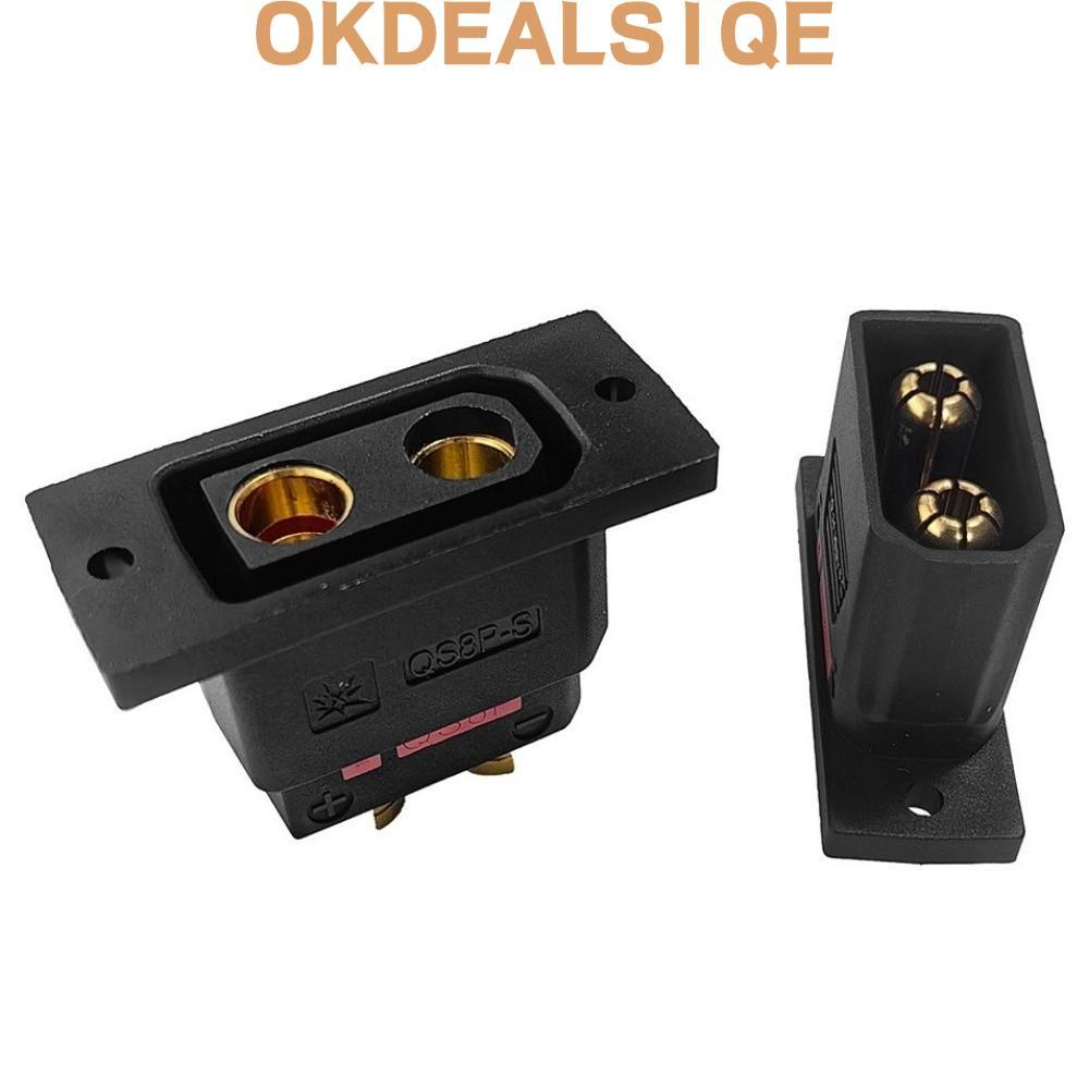 OKDEALS1QE QS8P-S ปลั๊กแบตเตอรี่,ขั้วต่อ QS8-S สูงชุบทอง, Anti Spark สีดํา QS8-S MF ปลั๊กชุดสําหรับ RC รุ่นรถ