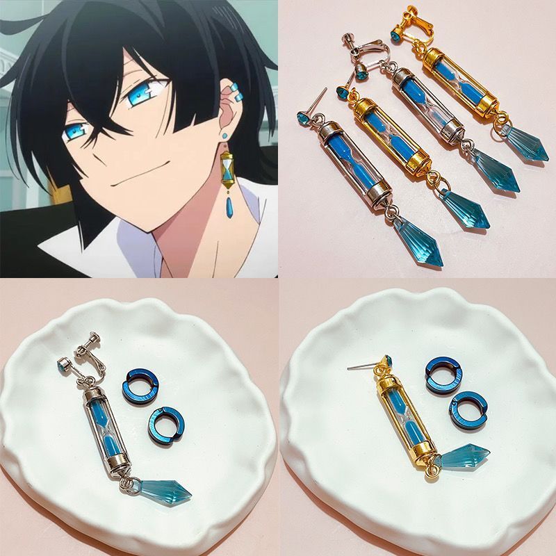 อะนิเมะ Vanitas Notes สไตล์เดียวกันนาฬิกาทรายคลิปหู Vanitas หู Studs แฟนคู่ cos ของขวัญวันเกิด 5.21