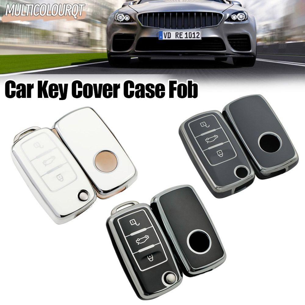MULTICOLOURQT กุญแจรถ, Full Protection Holder Key Cover, TPU Key Protector Key Fob สําหรับ VW Volkswagen/Polo/Tiguan/Passat/Golf/Jetta/Lavida/Skoda/Octavia
