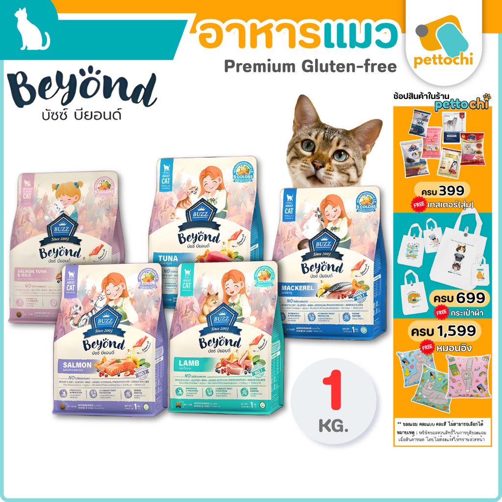 Buzz Beyond บัซซ์ บียอนด์ อาหารแมวเกรดพรีเมี่ยม กลูเตนฟรี ไม่เค็ม ขนาด 1Kg
