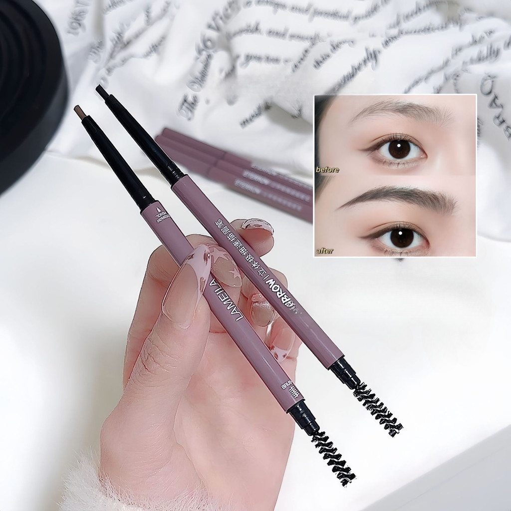 pink-girl:eyebrows ดินสอเขียนคิ้ว1.5mm แบบหมุนออโต้ กันน้ำ พร้อมแปรงปัดขนคิ้ว 6 สี-BA832