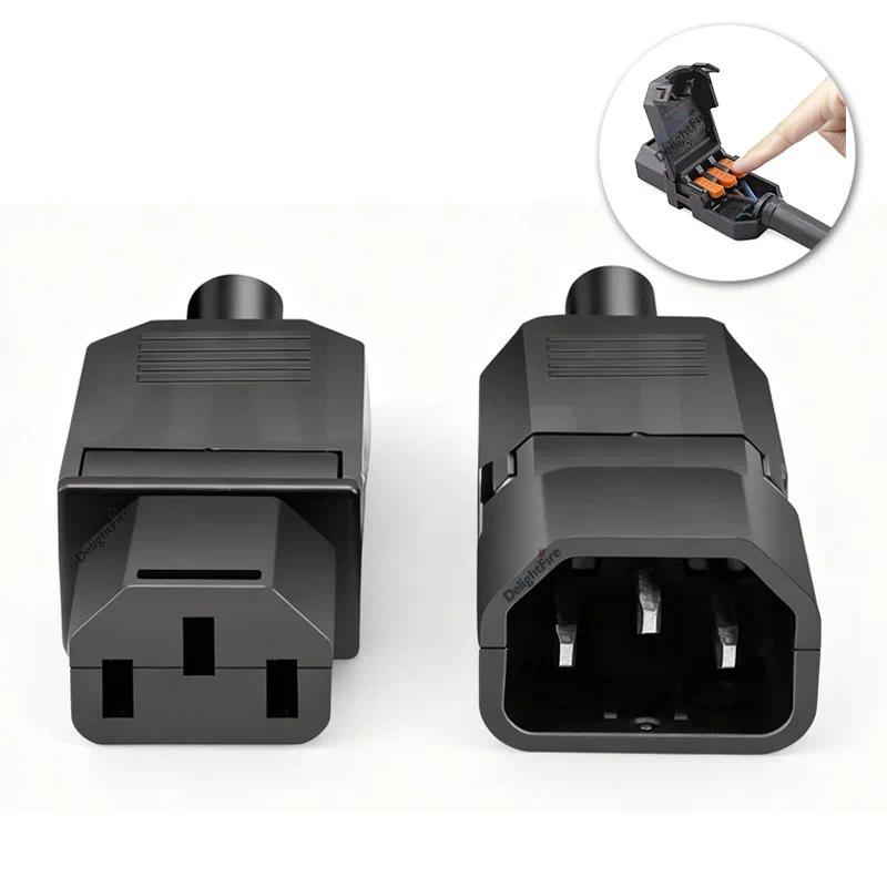 Solderless Replacemecnt C14 C13 Plug Adapter Rewirable Electrical Socket Power Sockets Wiring Plug C