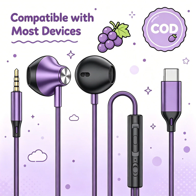 สำหรับ Huawei, Xiaomi, oppo 、vivo、 โทรศัพท์มือถือซัมซุงสายหูฟัง Typec อินเตอร์เฟซในหู 3.5 มม. เกมหลุมกลมลดเสียงรบกวนเพลง