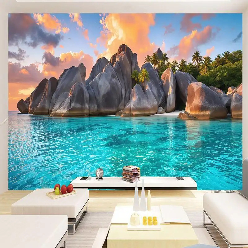 ภาพฉากหลังวิวทะเล ใช้ตกแต่งผนังห้อง สกรีนสวยคมชัด รูปที่ 8
