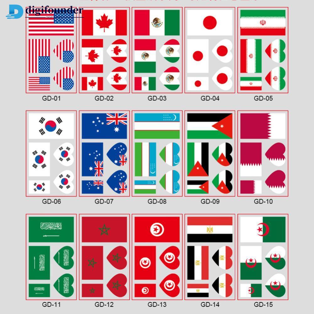 DIGIFOUNDER 10 แผ่นธงชาติชั่วคราวสติกเกอร์สําหรับฟุตบอลฟุตบอลเกมกีฬาแฟนปาร์ตี้ Win Goal Face Tattoo 