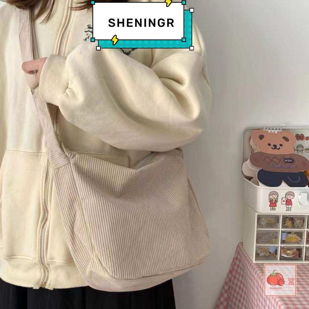 SHENING5R Corduroy Crossbody Bag, Casual Large Capacity Shoulder Bag, Fashion Lazy Style Korean Soli