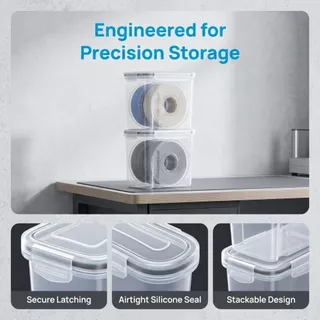 ELMER 4 ชิ้น 3D การพิมพ์กล่องเก็บเส้นใย,กันฝุ่นโปร่งใส 3D การพิมพ์เส้นใยคอนเทนเนอร์,แบบพกพา Airtight Moisture Proof Filament แห้งกล่องปิดผนึก