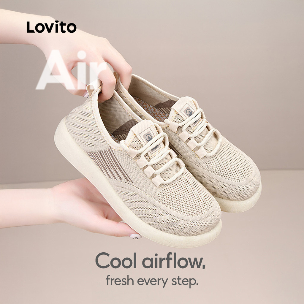 Lovito  รองเท้าผ้าใบผู้หญิงพื้นนุ่มสบาย LFAS7008
