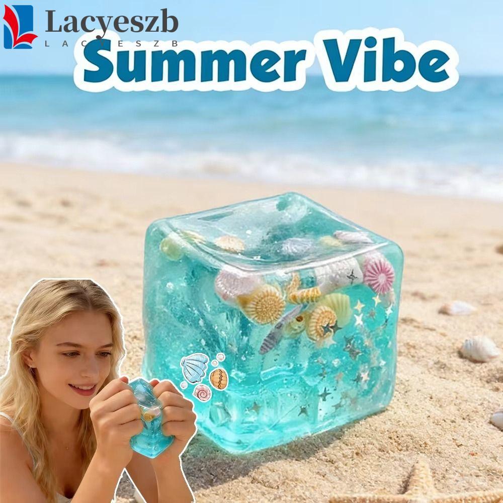 LACYESZB Blue Ocean Ice Cube Stress Ball, Slow Rising Soft Squishy Balls, Safe Slow Rebound Ocean Theme Square Shape Sensory Fidget Toy ใช้ทุกวัน