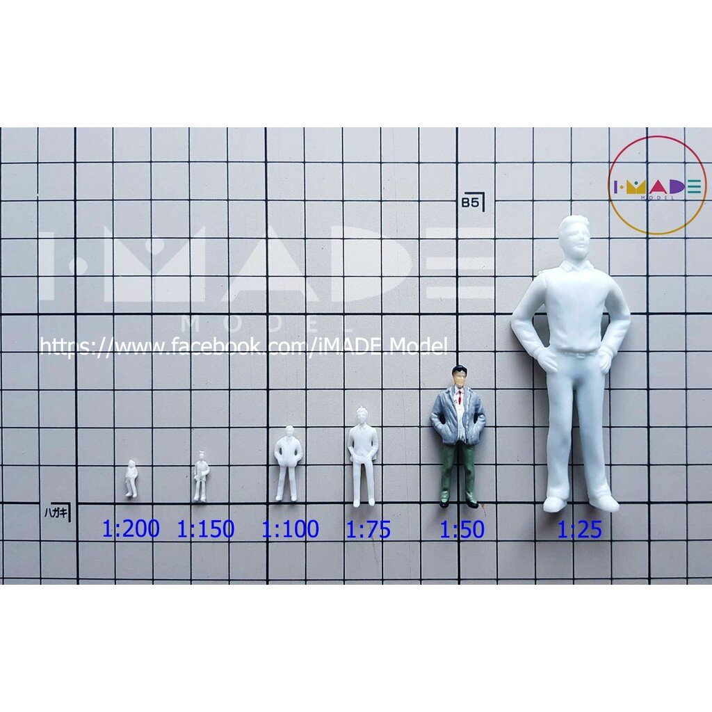 Luvly Clouds โมเดลคน สีขาว scale 1:25 1:30 1:50 1:75 1:87 1:100 1:150 1:200 1:300 คนจิ๋ว ไดโอรามา สวนขวด