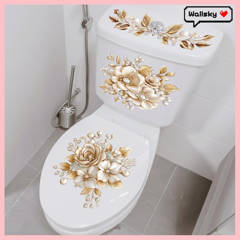 Wallsky> Luxury Gold Pearl ดอกไม้ห้องน้ํา Stier กันน้ํา Self-Adhesive อุปกรณ์ห้องน้ํา Stier Wall ตกแต่งบ้าน Stiers ได้ดี