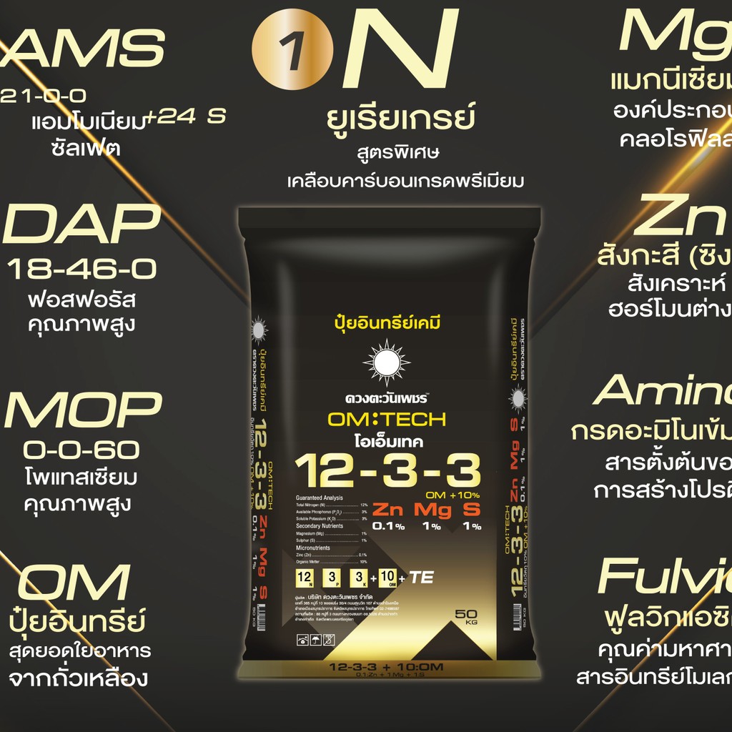 ปุ๋ยอินทรีย์เคมี สูตร 12-3-3 + TE  เร่งแตกใบอ่อน ขยายใบไว ฟื้นฟูระบบราก ช่วยฟื้นสมดุลภายในต้น #ดวงตะวันเพชร