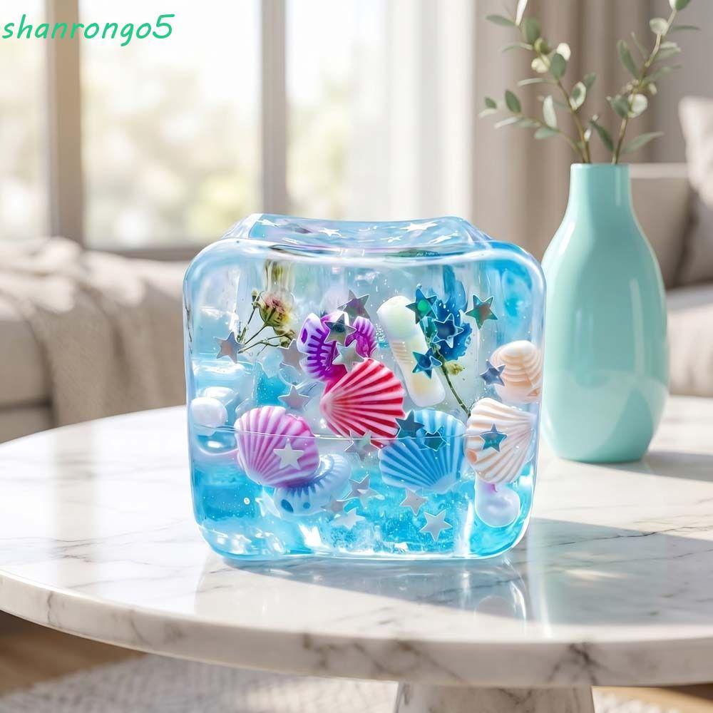 ZONAL Blue Ocean Ice Cube Stress Ball, Slow Rising Soft Squishy Ocean Squishy Balls, ปลอดภัยช้า Rebound Ocean Theme Shell Filled Sensory Fidget ของเล่นสังคมกิจกรรม