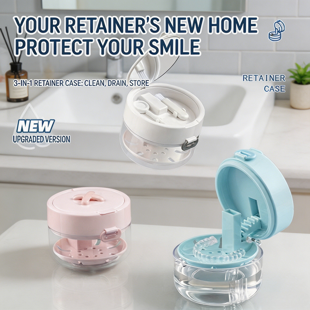 Clear Aligner กล่องเก็บพร้อมถาดทําความสะอาดระบบระบายน้ําสําหรับ Invisalign Braces Retainers ถาดจัดฟันกรณีเดินทาง Hygienic การออกแบบขนาดกะทัดรัดทําความสะอาดง่าย