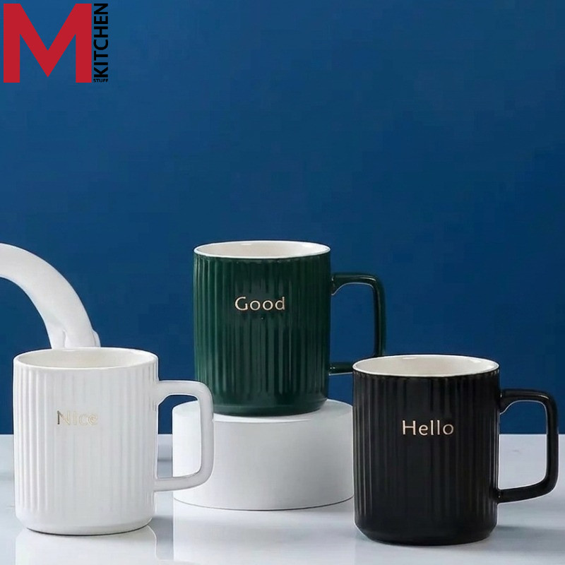 M KITCHEN CP0174 แก้วน้ำ แก้วกาแฟ เซรามิค ขนาด380ml สไตล์มินิมอล (A7)
