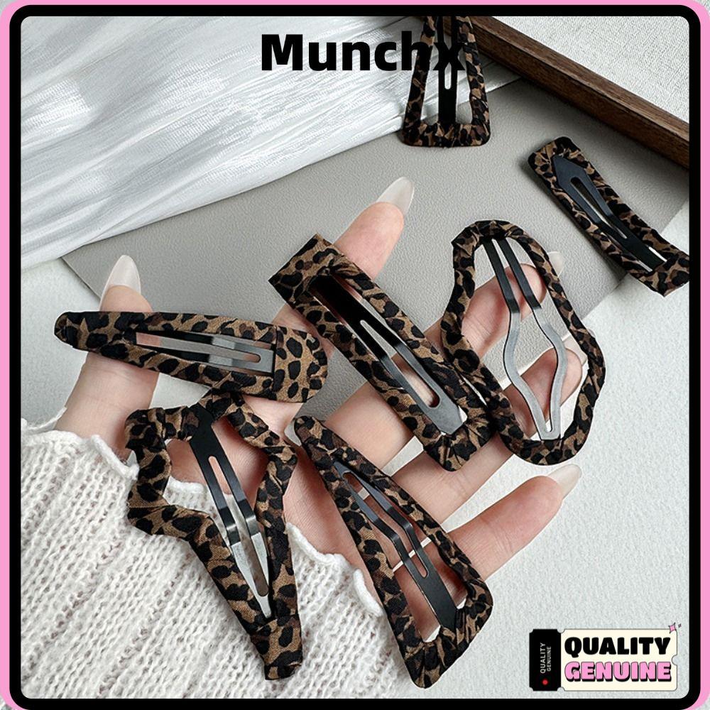 MUNCHX กิ๊บติดผม, กิ๊บติดผมพิมพ์ลายเสือดาวหยดน้ํา, ผ้าเมฆสแควร์ Barrette ผู้หญิง