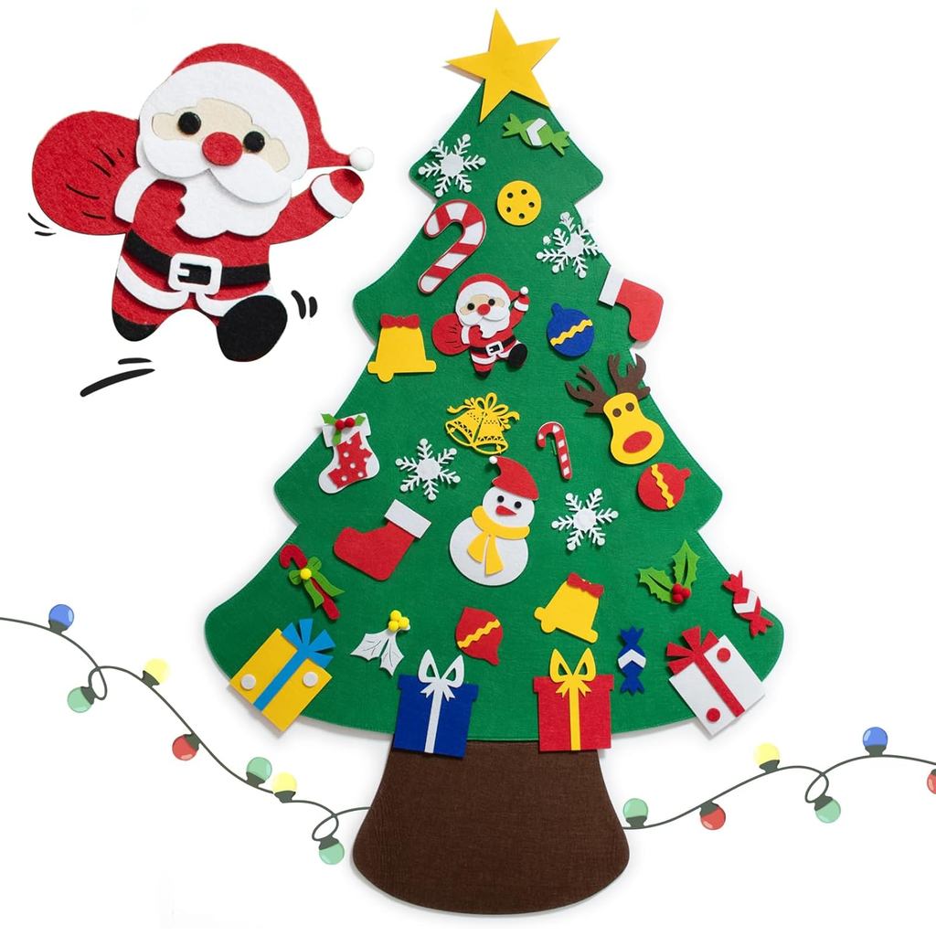 SOHAO 3.9Ft DIY Felt Christmas Tree สําหรับเด็ก,คริสต์มาสประตูตกแต่งผนัง,พรรคตกแต่ง,เด็กวัยหัดเดินเด