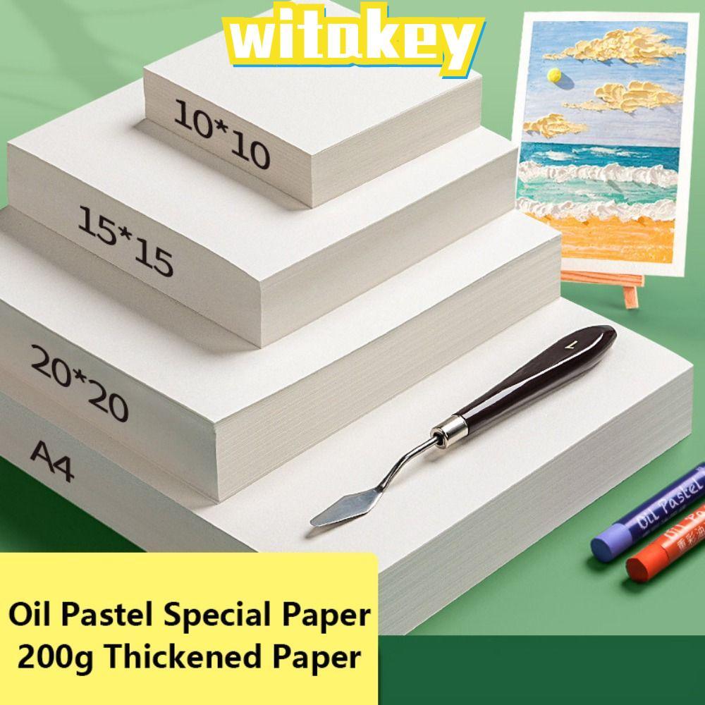 WITAKEY 50Sheeps/Set Oil Painting Paper, Square Multi-size Oil Pastel กระดาษพิเศษ,คุณภาพสูงเปล่า 200g หนาภาพวาดสีน้ํามัน Stick กระดาษพิเศษภาพวาดดินสอสี