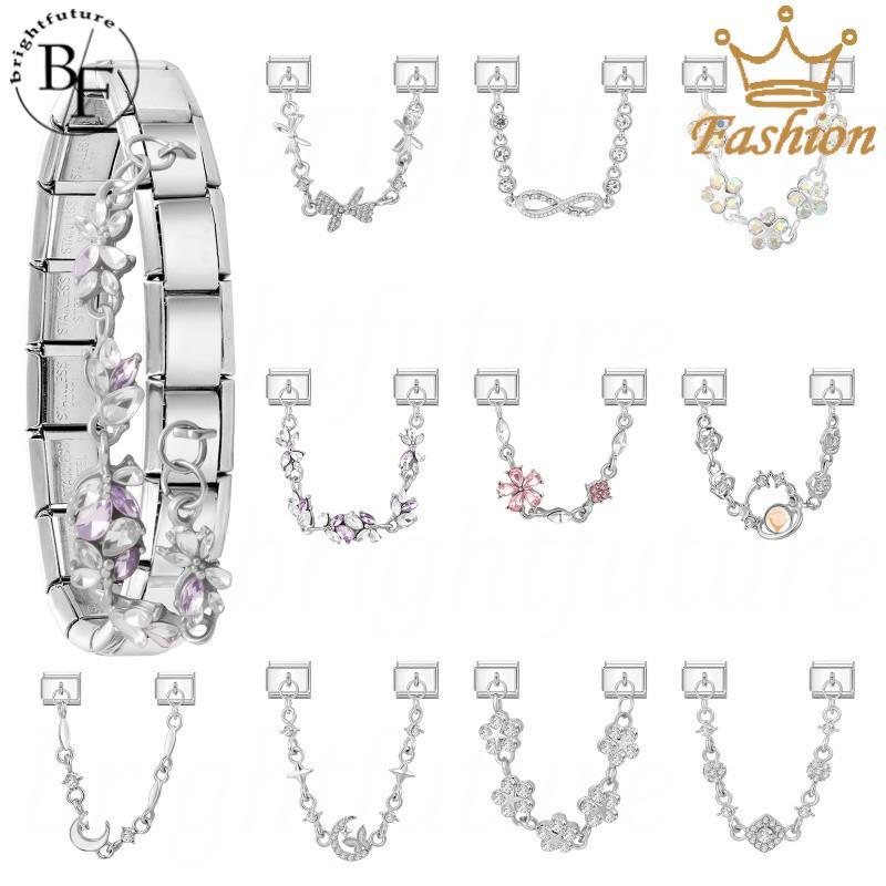 โบว์ดอกไม้จี้อิตาเลี่ยน Charm สร้อยข้อมือ Fit 9 มม.สร้อยข้อมือสแตนเลสเครื่องประดับทําอุปกรณ์เสริม DIY Retro บุคลิกภาพโมดูลสร้อยข้อมือ