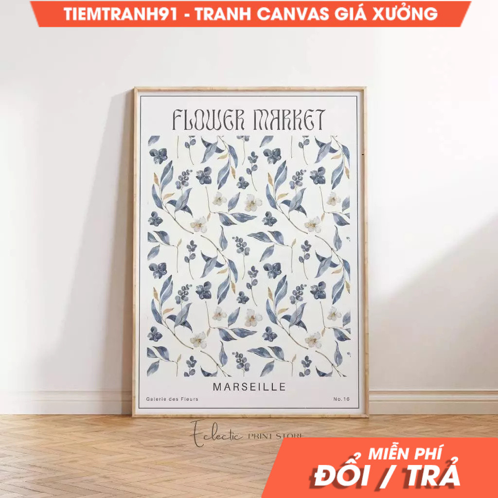 ภาพวาดผนัง, ตลาดดอกไม้ Marseille โปสเตอร์ Vintage ดอกไม้พิมพ์ Galerie Des Fleurs ตกแต่งห้อง Retro ดอ