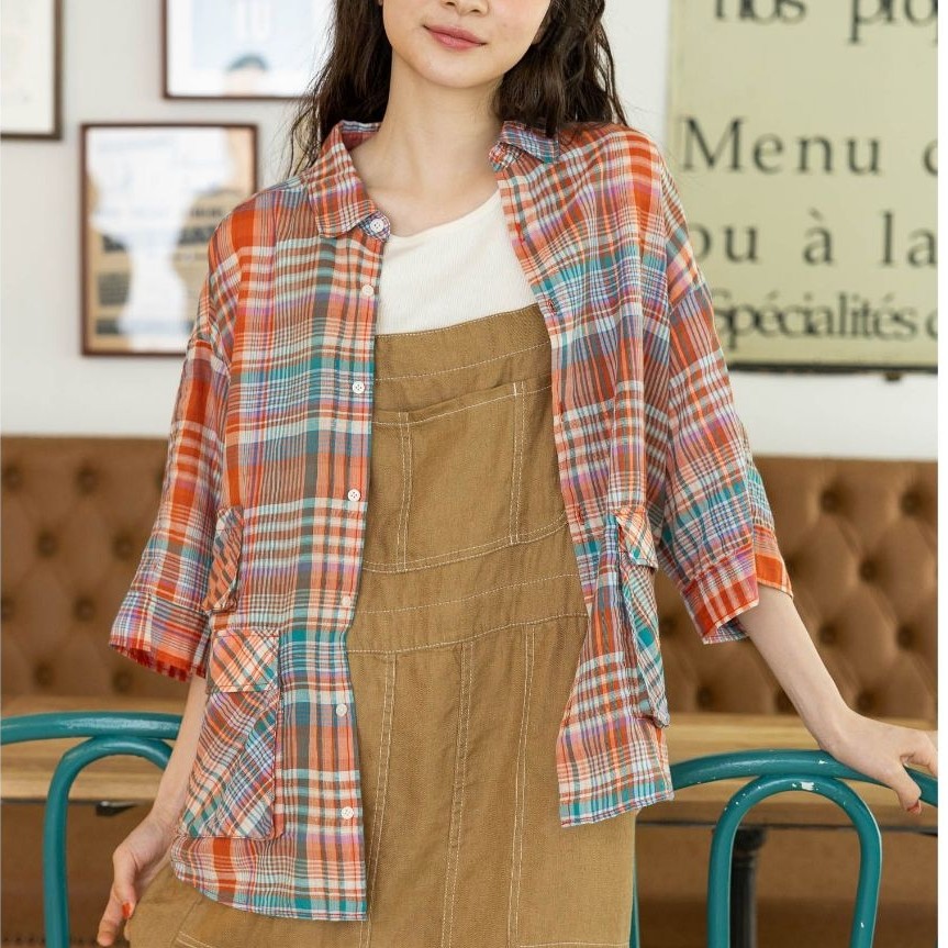 niko and ... Linen blend seersucker check shirt
