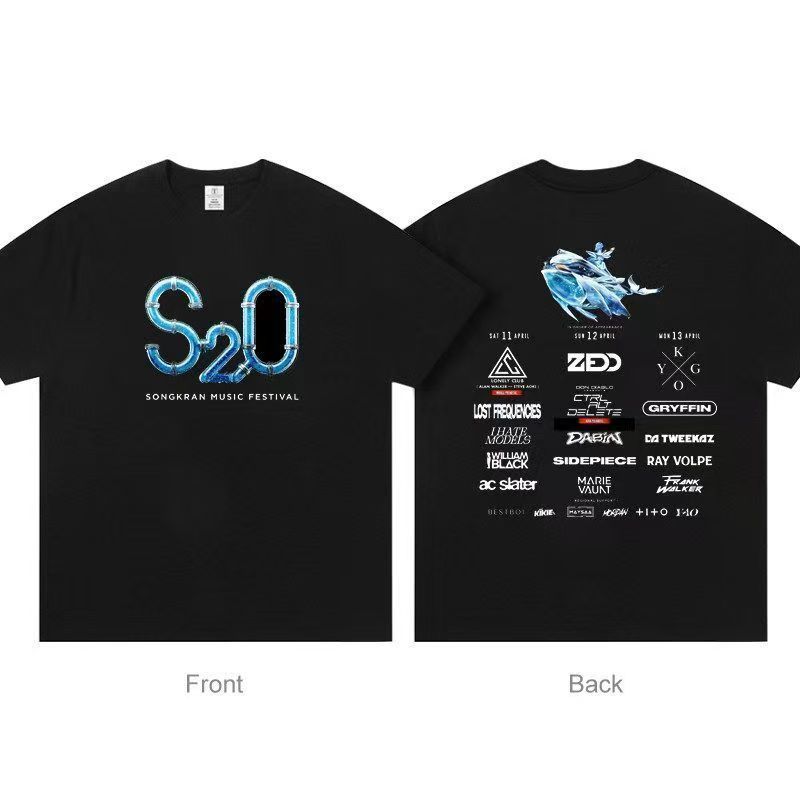 2026 S2O เทศกาลดนตรีสงกรานต์ประเทศไทย ชาร์จแบตเตอรี่อเนกประสงค์เสื้อยืดสําหรับผู้ชาย