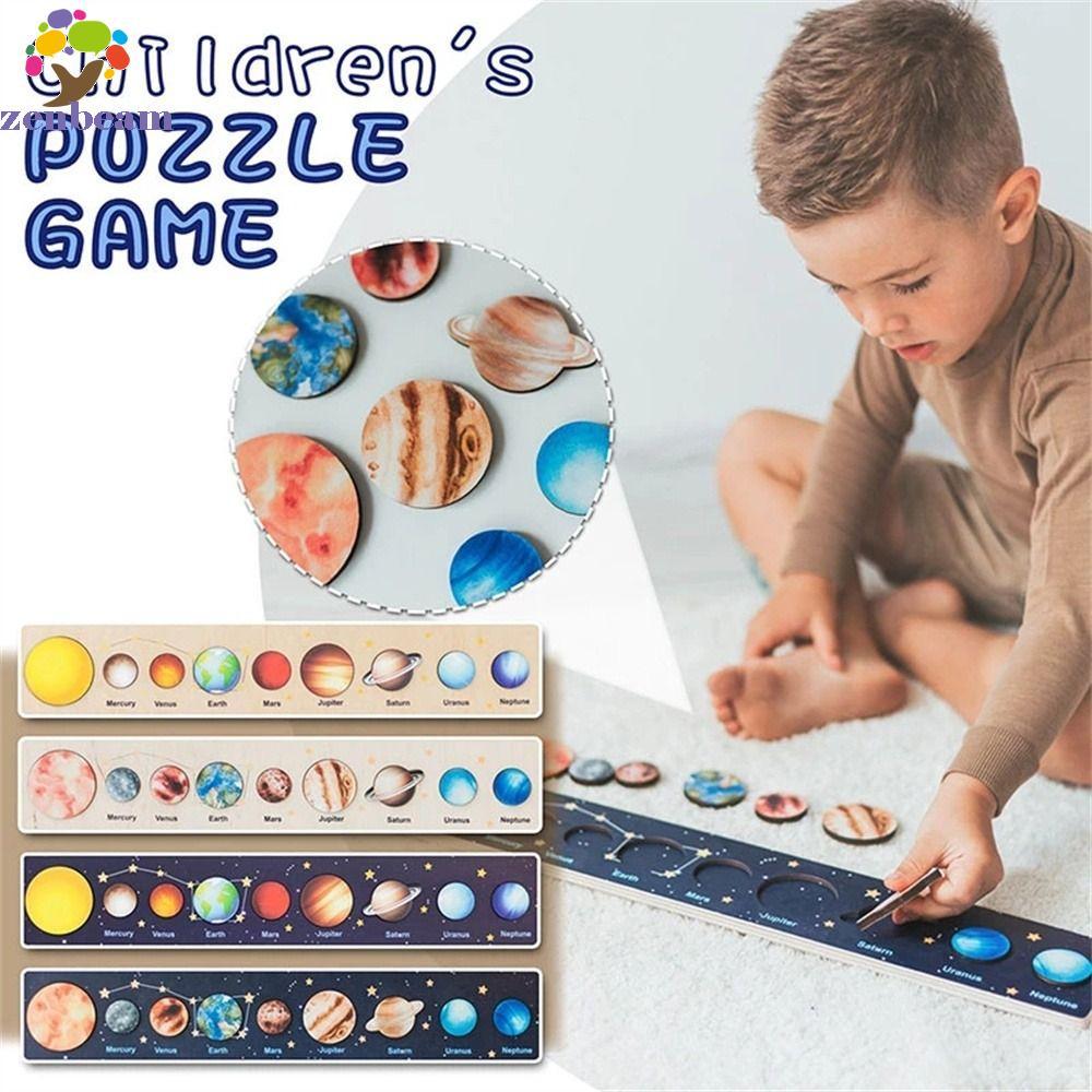 ZENBEAM ปริศนาไม้ความรู้ความเข้าใจเด็กการเรียนรู้ของเล่น Planet Matching Boy Girl Universe Planet ปร