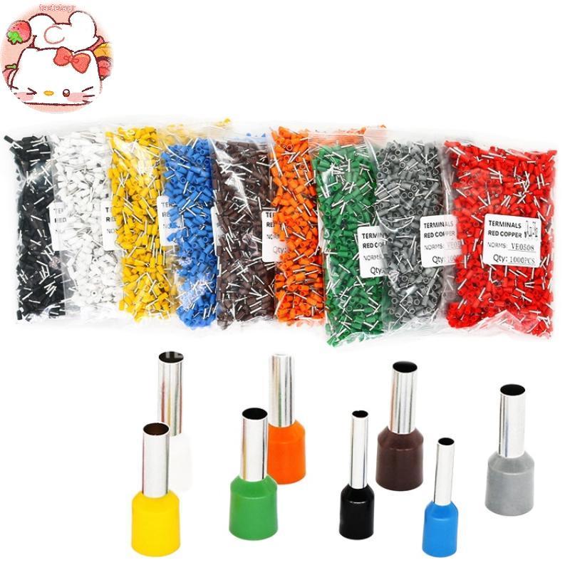 Tast 1000 ชิ้น Tubular Crimp Terminals ชุด E0508 E7508 E1008 E1508 E2508 เหมาะสําหรับสายไฟโครงการ EN