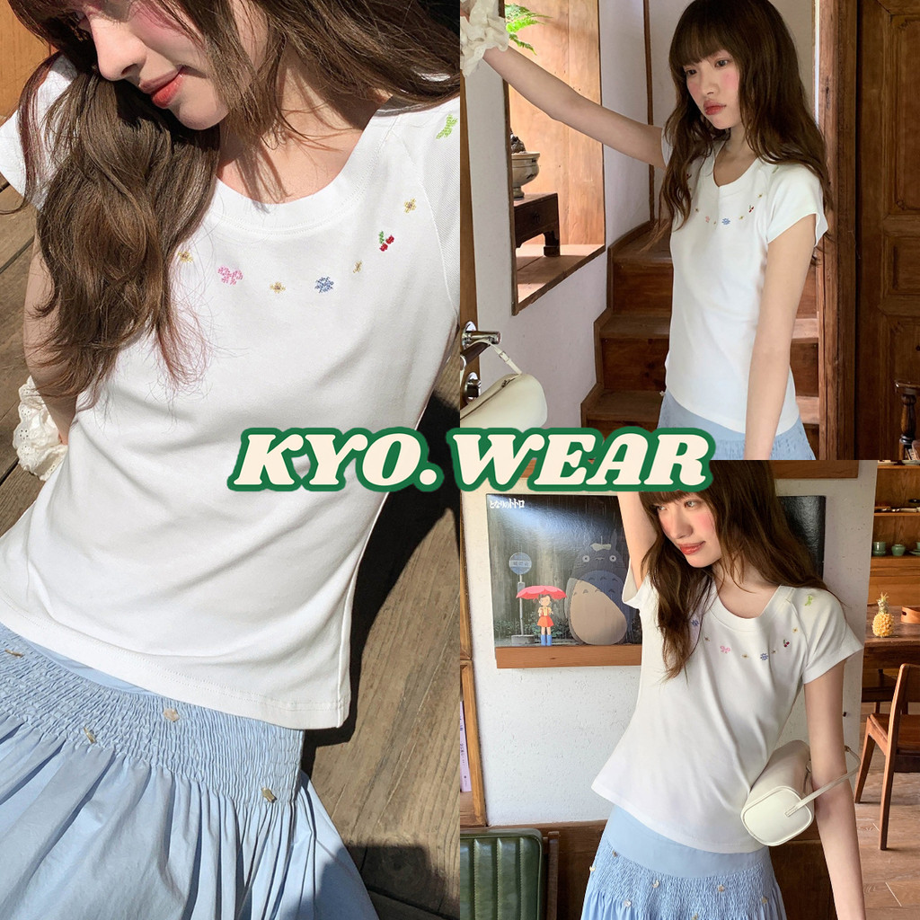KYO 🌸【พร้อมส่ง】เสื้อยืด baby tee สไตล์ลำลอง พิมพ์ลาย "FREEDOM" ผ้าCOTTON ลาย เนื้อผ้าเกรดพรีเมียม คอกลม ใส่สบาย