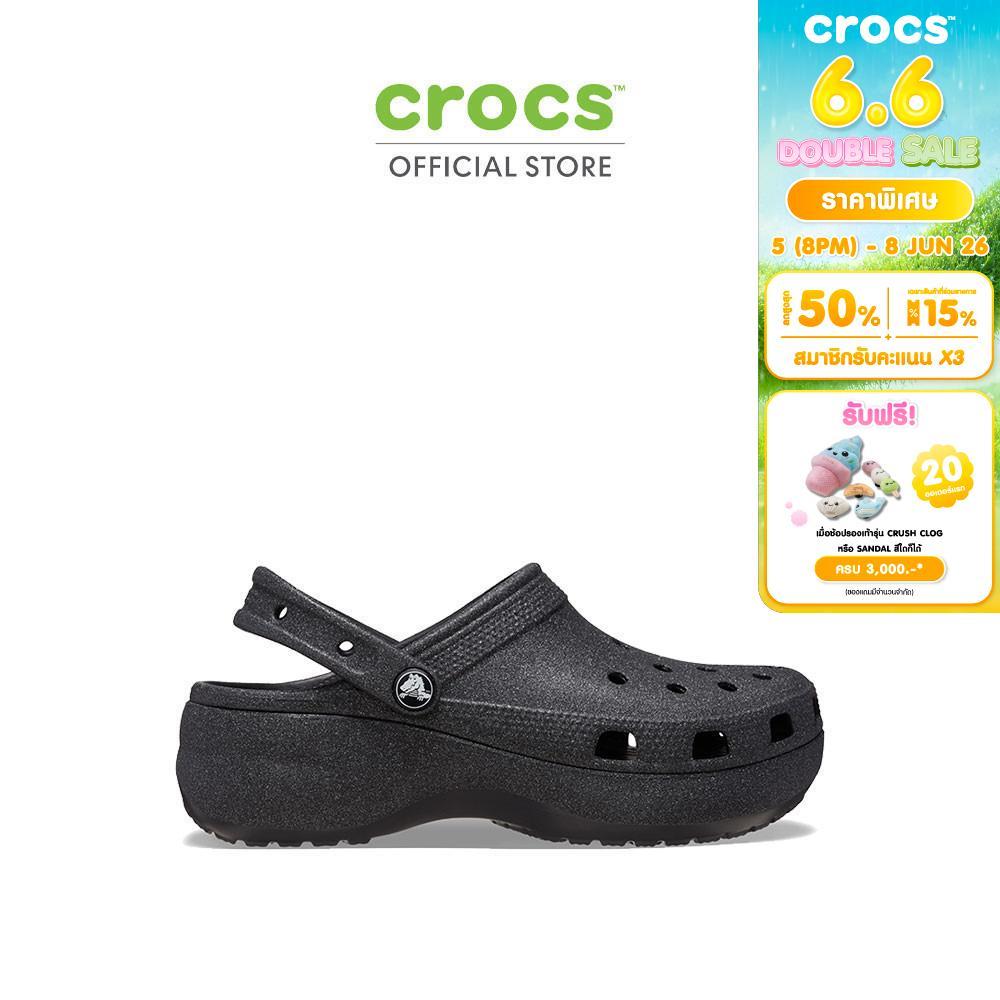 CROCS รองเท้าลำลองผู้หญิง CLASSIC PLATFORM GLITTER CLOG รุ่น 207241001 - BLACK