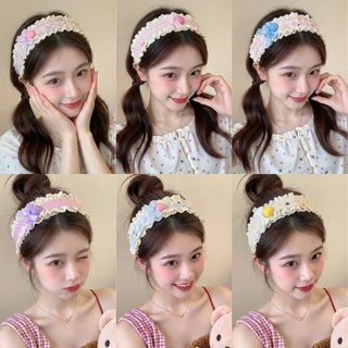 ผมโพสต์แถบคาดศีรษะแฟชั่นเกาหลีดอกไม้ Velcro Fluffy Wash Face แถบคาดศีรษะผมสติกเกอร์ Hairband อุปกรณ์เสริมผม