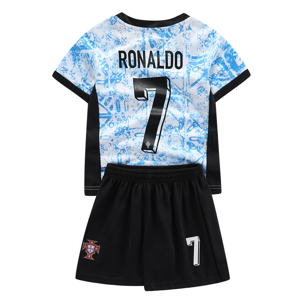 2024 ถ้วยยุโรปเด็กโปรตุเกส C Ronaldo No. 7 Away Jersey Home Football Jersey Suit Ronaldo Same Style