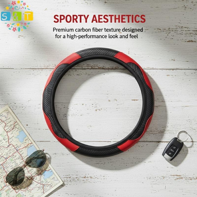 [S&T] เส้นใยสังเคราะห์เชียร์นูน Streamlined รถ Rimless พวงมาลัยเหมาะสําหรับ 37-38 ซม.รถตกแต่งภายใน {
