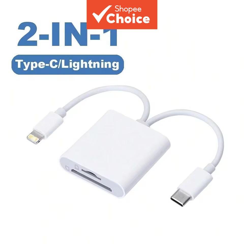 ตัวอ่านการ์ด OTG Type C และ Lightning to SD/TF อะแดปเตอร์เมมโมรี่การ์ด สําหรับ PC แล็ปท็อป iPhone และสมาร์ทการ์ด ไม่ต้องใช้แอป