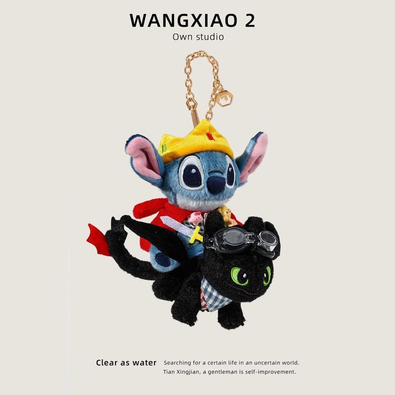 WANGXIAO 2 ของแท้ King Stitch กระเป๋าจี้ตุ๊กตาฟันตุ๊กตา Stitch พวงกุญแจจี้