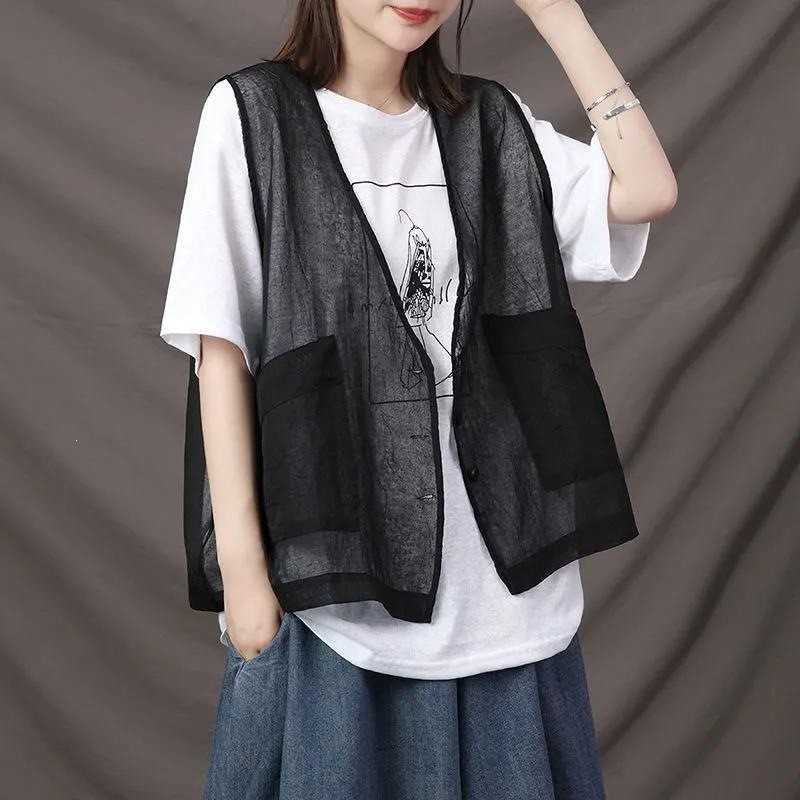 ไขมัน มม ขนาดใหญ่วรรณกรรมสบายๆเสื้อสเวตเตอร์ถักผู้หญิงฤดูใบไม้ผลิฤดูใบไม้ร่วงบางเสื้อสเวตเตอร์ถักด้านนอก ทั้งหมด-จับคู่ เสื้อแขนกุด