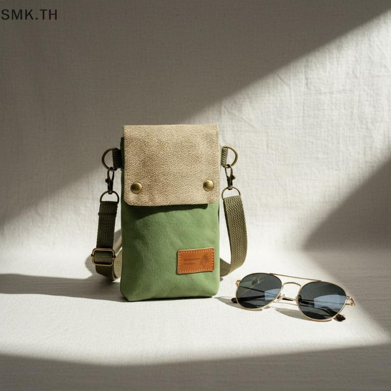 [SMK] นวัตกรรม Color Blo Design in Canvas Phone Bag กระเป๋าสะพายข้างสามชั้นสําหรับสุภาพสตรี [TH]