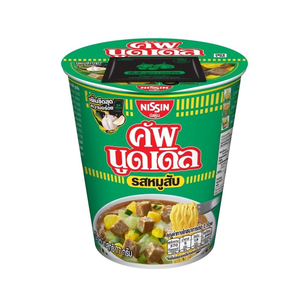 นิสชิน บะหมี่ถ้วยกึ่งสำเร็จรูปรสหมูสับ Nissin Cup Minced Pork 77g.