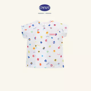 ENFANT ชุดเสื้อป้ายแขนสั้นแบบเวลโก้เทป+ กางเกงขาสามส่วน สำหรับ แรกเกิด-6 เดือน ED1DP5