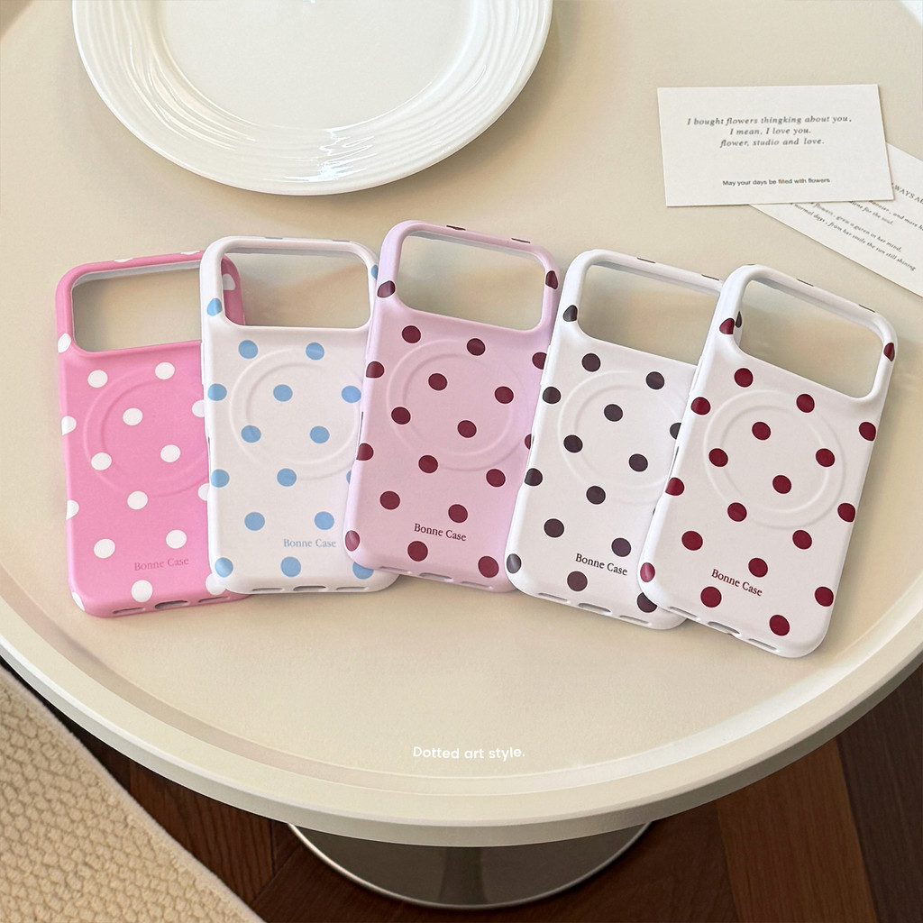 Ins Style Candy Polkadot Matte Soft Film Magnetic Case สําหรับ iPhone 17 Pro 16 14 15 13 น่ารักหวาน Anti Fall