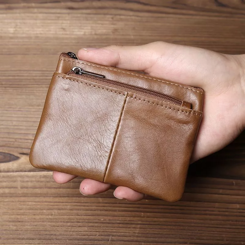 Wallet Men Money bag man Soft Leather Small Wallet Business Card Holder Ultra-Thin Small Card Holder First Layer Leather Simple Zipper Drivers License bag Bus Card Key Case amj20266.my06.10 thumbnail 3
