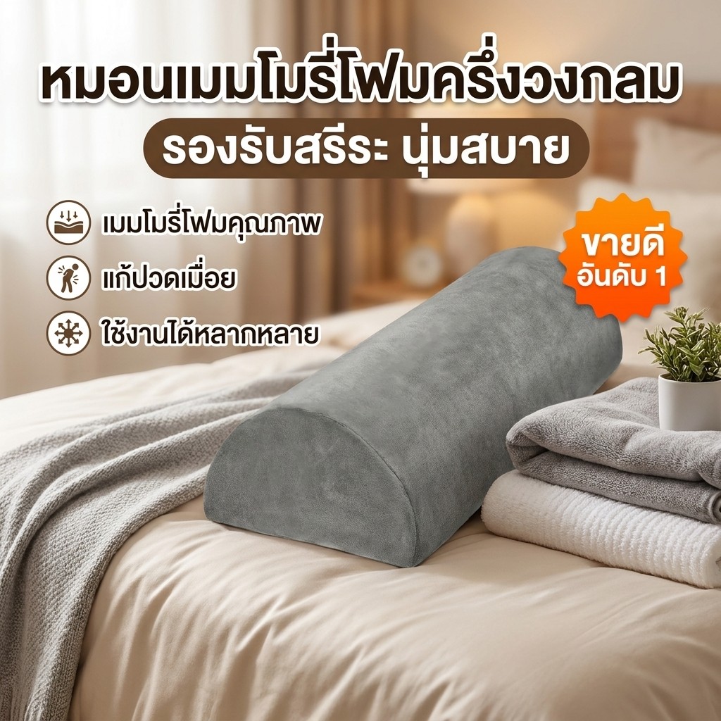 หมอนรองขา หมอนรองหลัง หมอนเมมโมรี่โฟม นุ่มสบาย หมอนแก้ปวด ขา หมอนวางขา หมอนรองเอว ถอดปลอกซักได้ หมอนรองคอ หมอนโค้ง